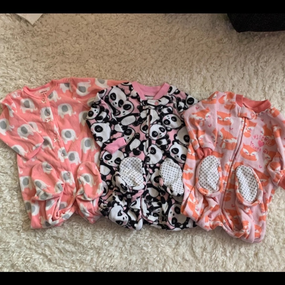 SOLD Fleece baby girl footed pajamas
